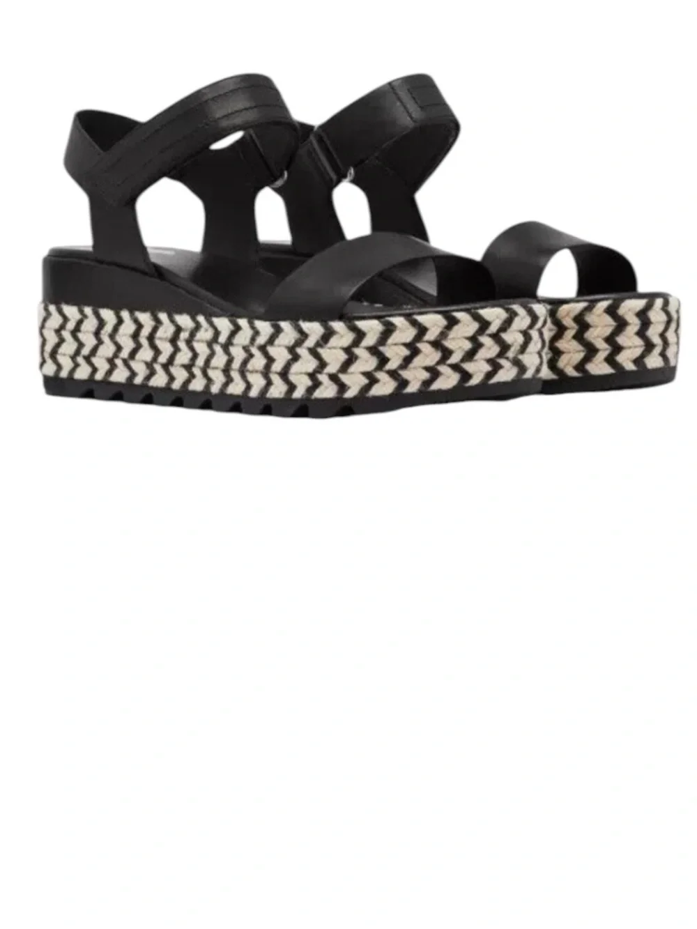 Sorel Cameron Flatform sandals black Leather Espadrille size 8